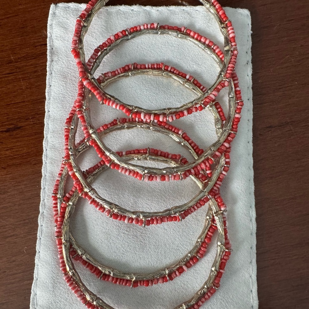 Charming Red and Silver Bracelets Set